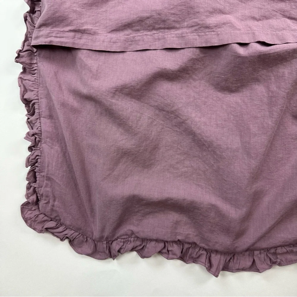 Tahari Home Lavender Shabby Chic Lace Trim Linen Cotton Euro Pillow Sham